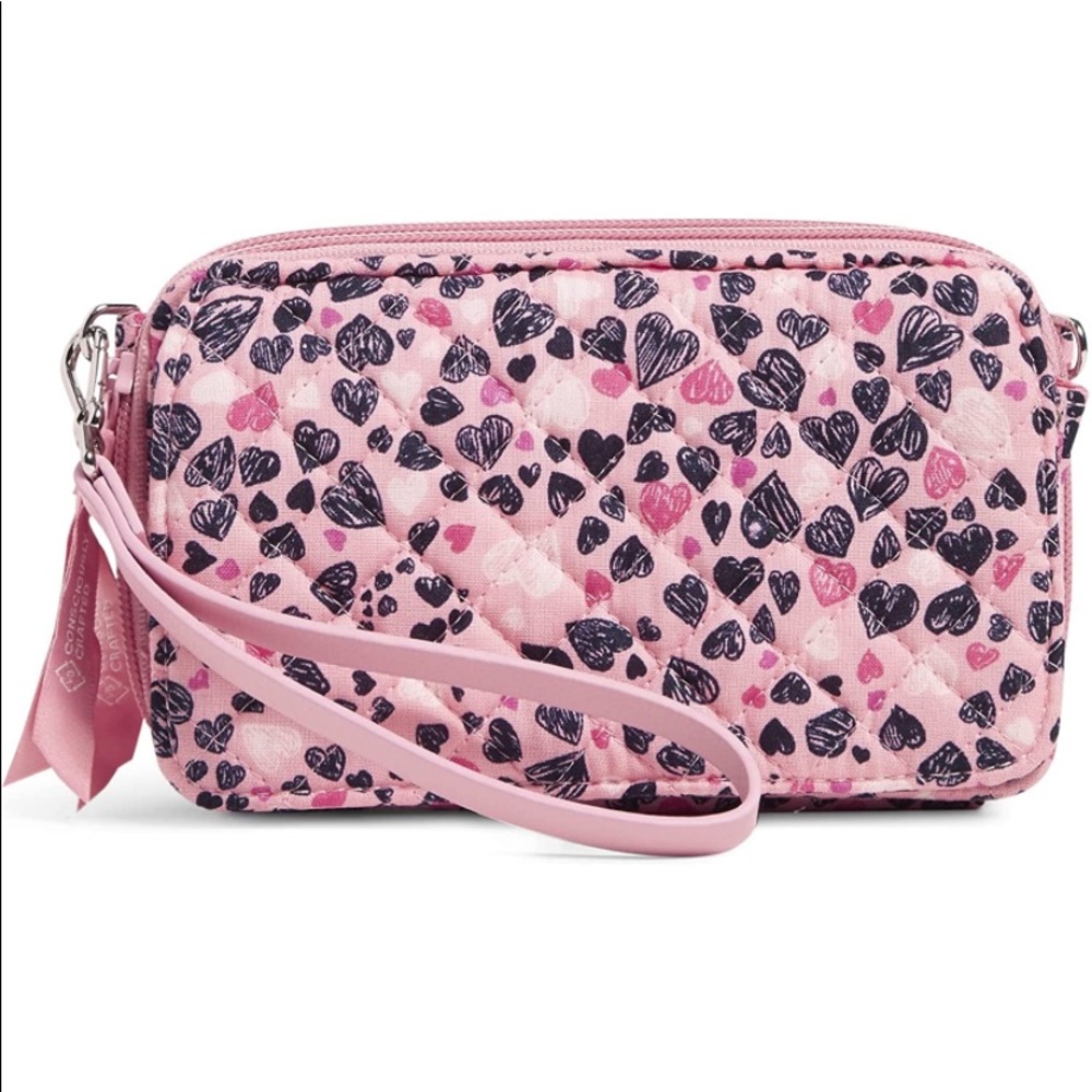 Vera Bradley Cotton All in One Crossbody Purse w/ RFID Protection Love You Lots